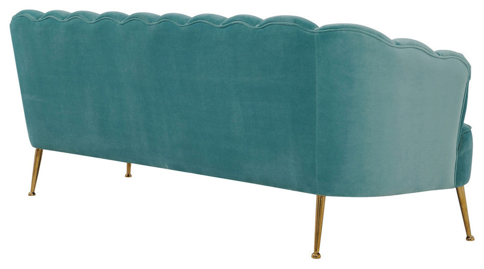 Turquoise Blue Art Deco Hollywood Regency Glam Couch