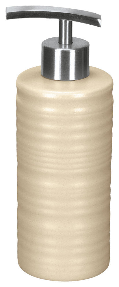 Natural Round Porcelain Bathroom Accessories, Sahara, Soap Dispenser Tall