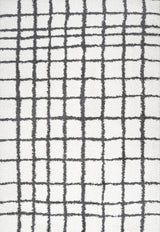 Arenal Geometric Grid Shag, White/Black, 3'x5'