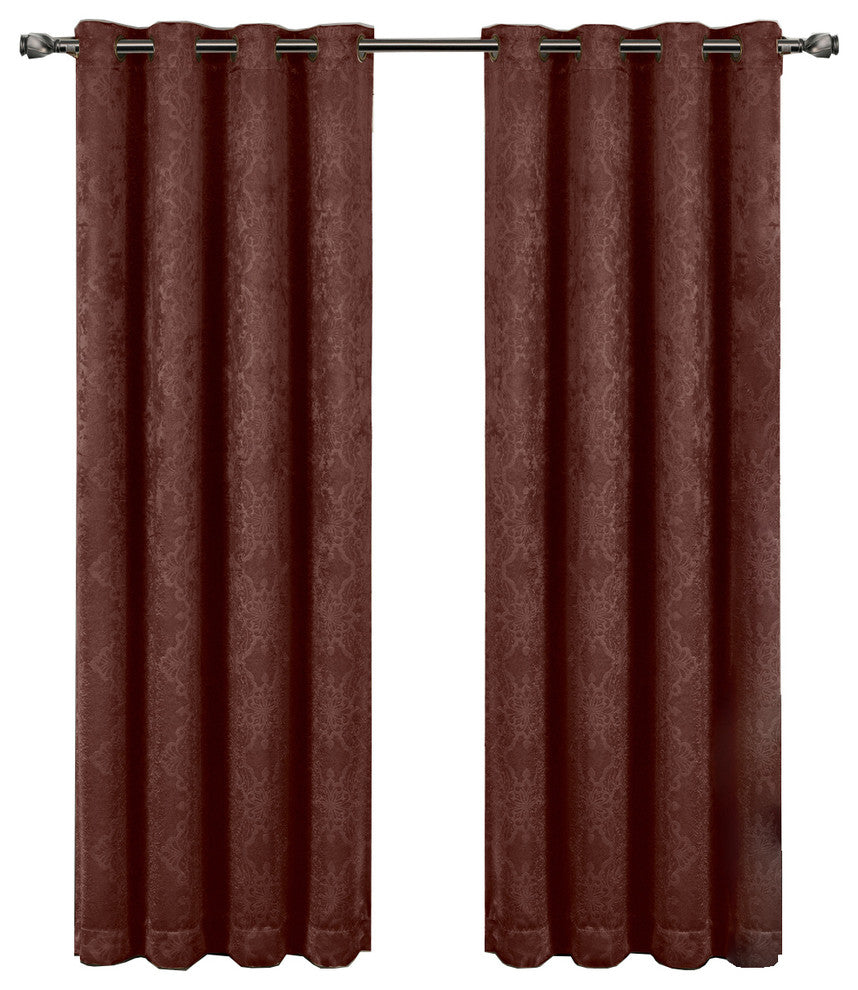 Bella Blackout 2PC Embossed Grommet Panels, Chocolate, 104"x84"