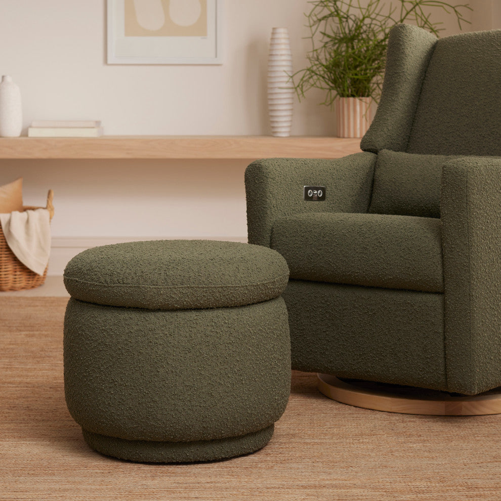 Enoki Storage Ottoman, Boucle, Olive Boucle