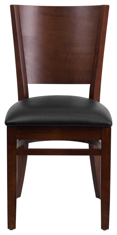 Dyersburg Wood Chair Solid Back Walnut, Black Vinyl Seat