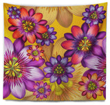 Passion Flowers Pattern Floral Wall Tapestry, 80"x68"
