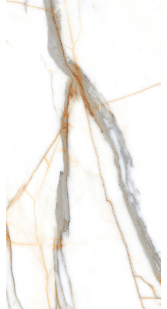 Calacatta Gold Natural Glossy Porcelain Tile, 32x64