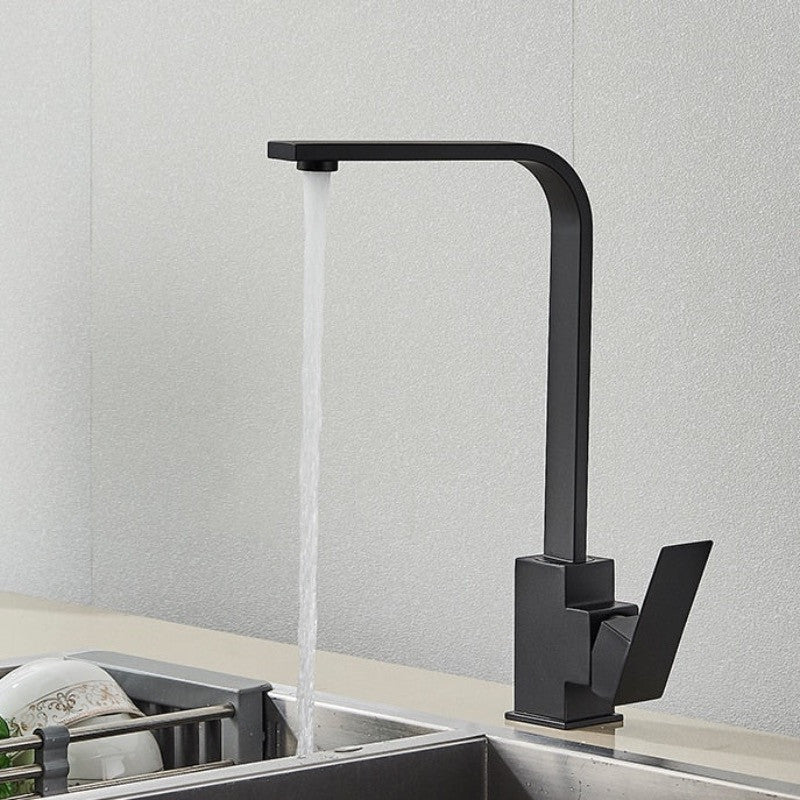Deck Mounted Matte Black Single Handle Kitchen Faucet