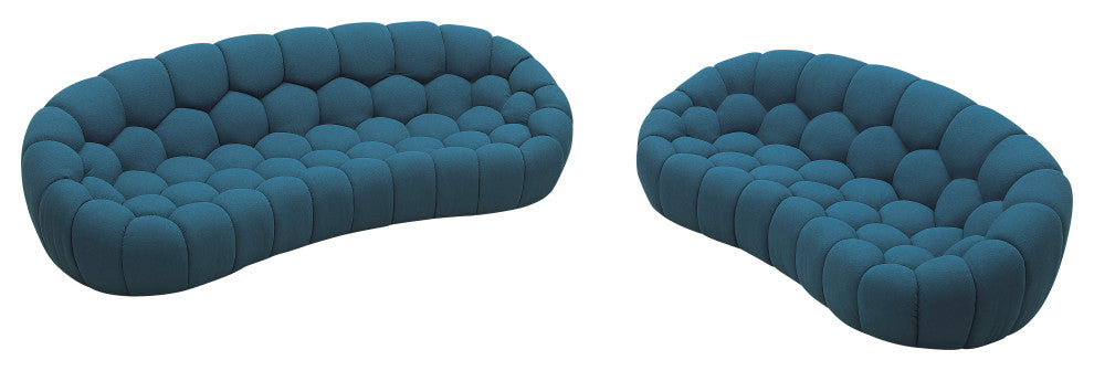 Divani Casa Yolonda Modern Curved Dark Teal Fabric Loveseat