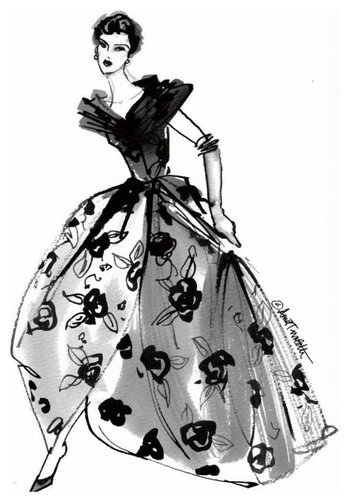 "Fifties Fashion II" Digital Paper Print by Anne Tavoletti, 21"x32"