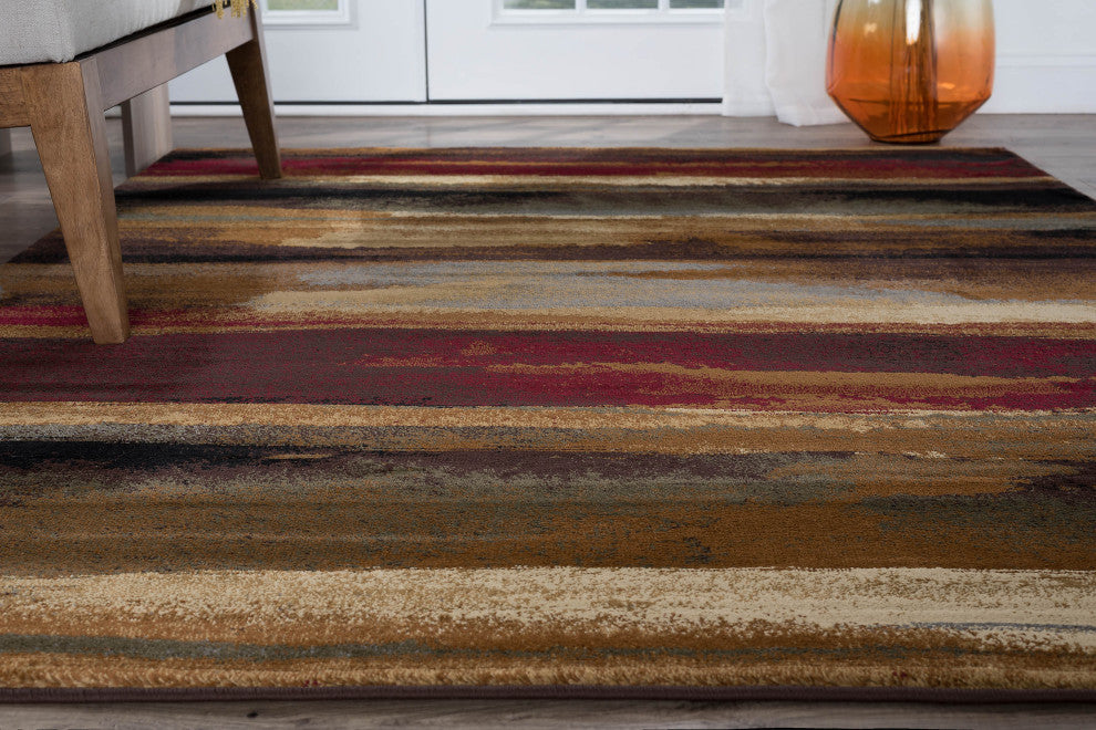 Dakota Contemporary Abstract Area Rug, Multi-Color, 6'7''x9'6''