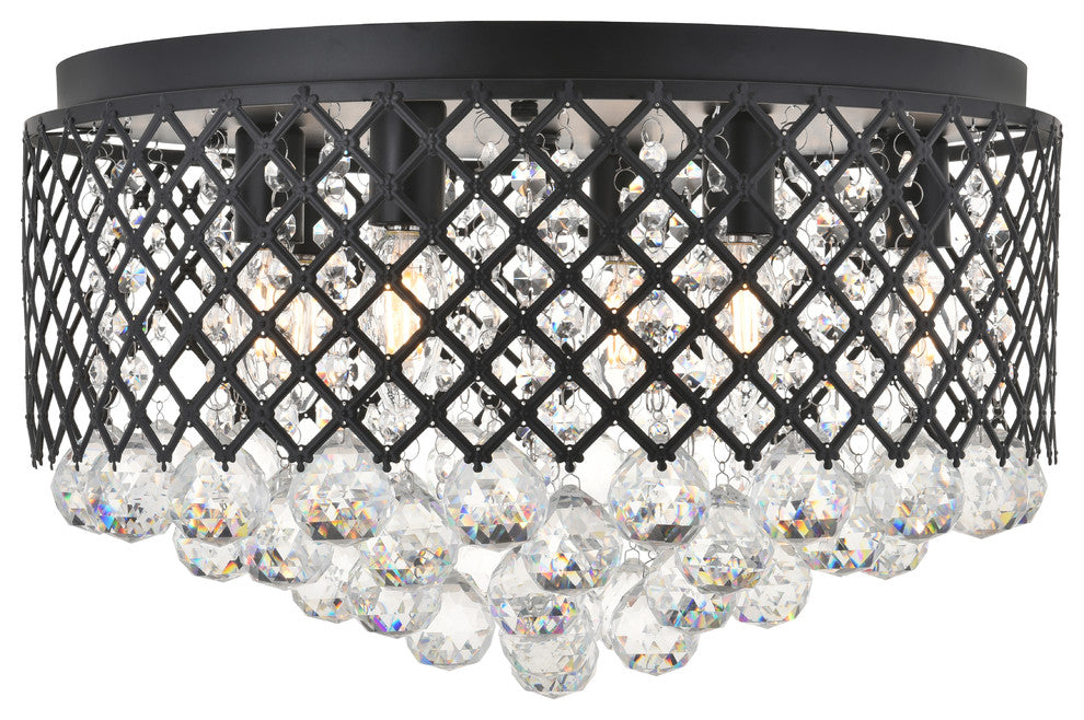 Matte Black Finish 6-Light Flush Mount