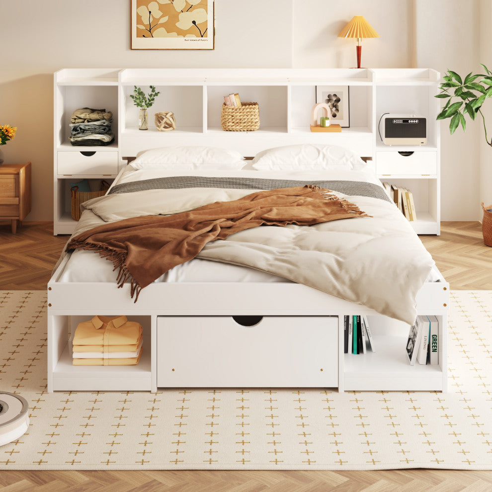 Gewnee Queen Size Wood Platform Bed