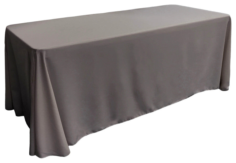 LA Linen Rectangular  Polyester Poplin Tablecloth, Charcoal, 90"x156"