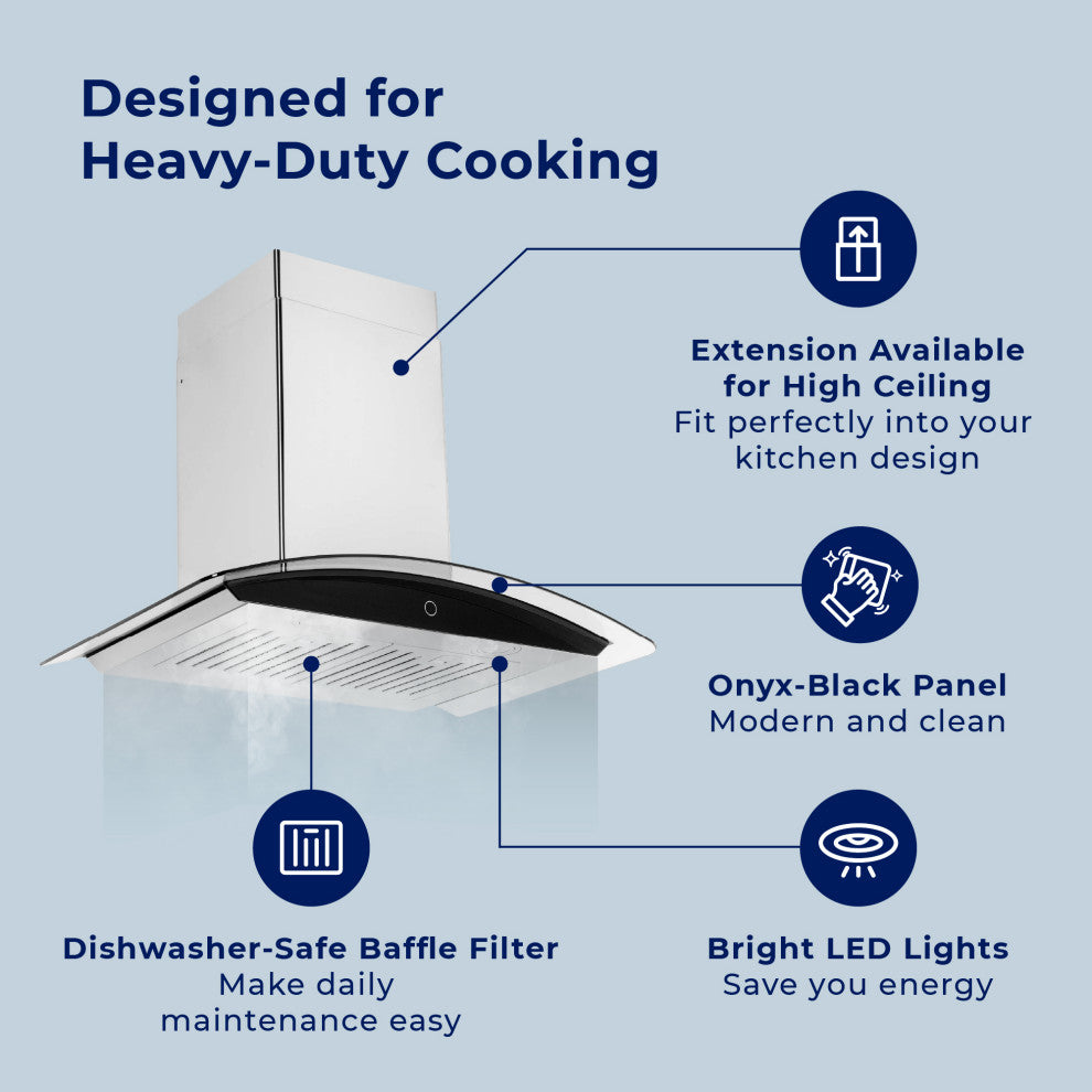 Hauslane | Chef Series Range Hood WM-639 European Style Kitchen Extractor, 36"