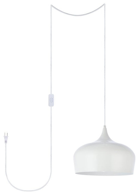 Nina 1-Light White Plug-In Pendant