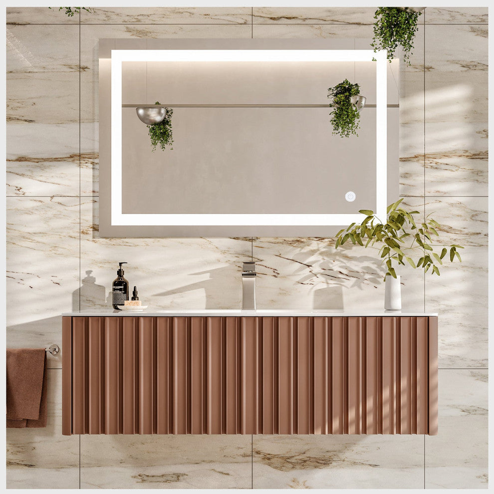 Eviva Dolce Vita 48 Blush Wall Mount Vanity With Solid Surface Integrated Sink