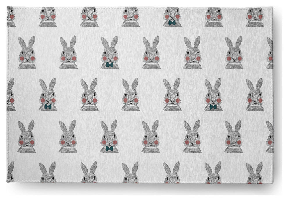 Bunny Fluffle Easter Chenille Rug, Ocean Abyss Green, 4'x6'