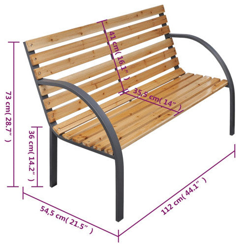 vidaXL Outdoor Patio Bench Garden Park Bench with Armrests Solid Wood Fir