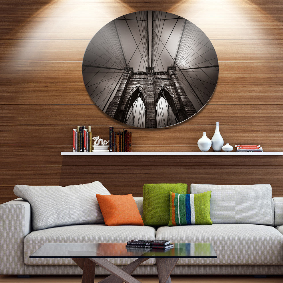 Brooklyn Bridge In Nyc Usa, Cityscape Wall Round Wall Art, 11"