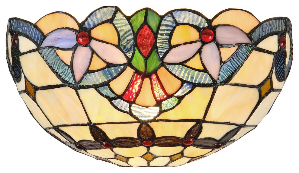COOPER, Tiffany-style 1 Light Victorian Wall Sconce, 12" Wide