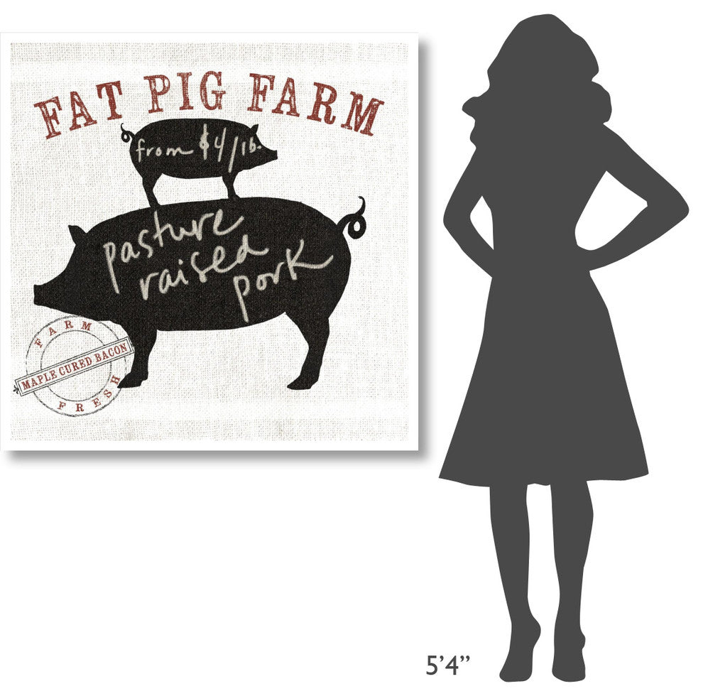 "Farm Linen Pig Black" Digital Paper Print by Sue Schlabach, 42"x42"