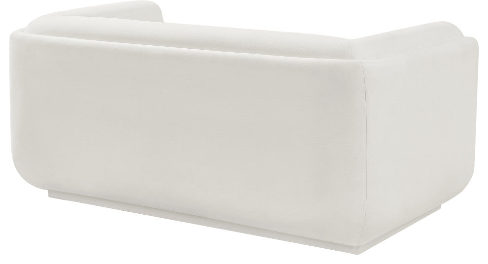 Kimora Linen Textured Fabric Upholstered Loveseat, Cream