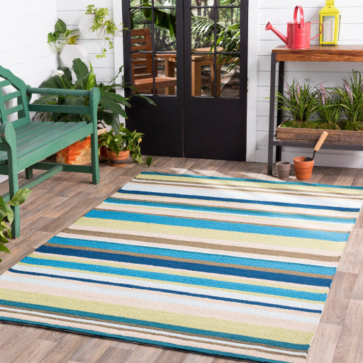 Surya Rain RAI-1208 9'x12' Rug, Lime/Teal/Brown/Taupe/Pale Blue/Navy/Bright Blue