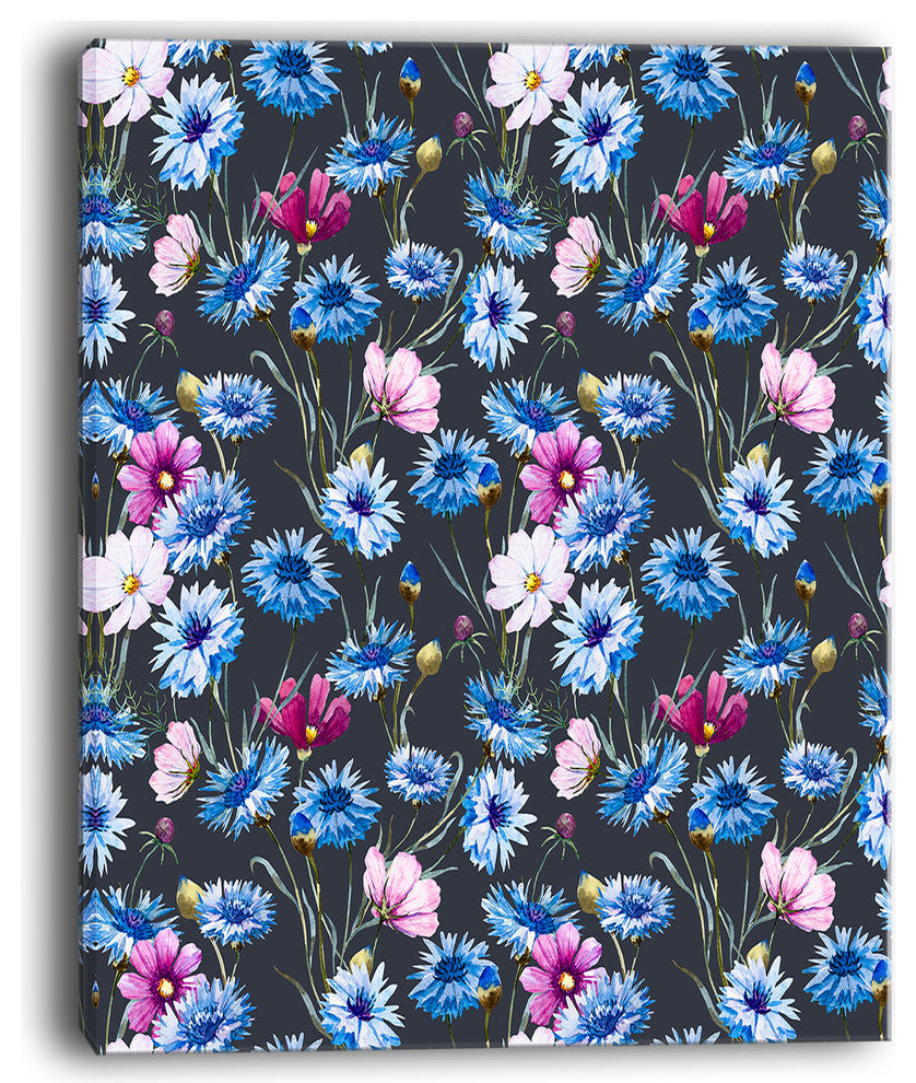 "Multi-Color Corn Flowers" Canvas Print", 12"x20"