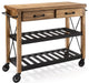 Crosley Furniture Roots Wood 2 Drawer Kitchen Cart in Natural and Black