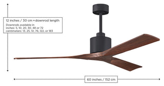 Nan Ceiling Fan, Matte White, 60", Light Maple