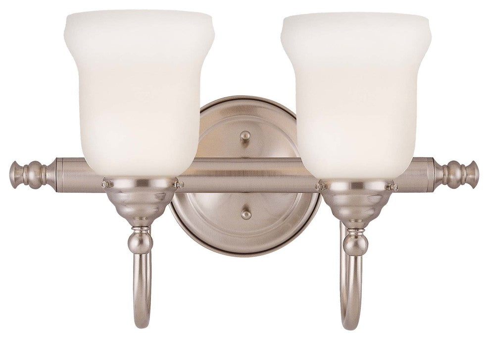 Brunswick 2-Light Vanity Fixture, Satin Nickel