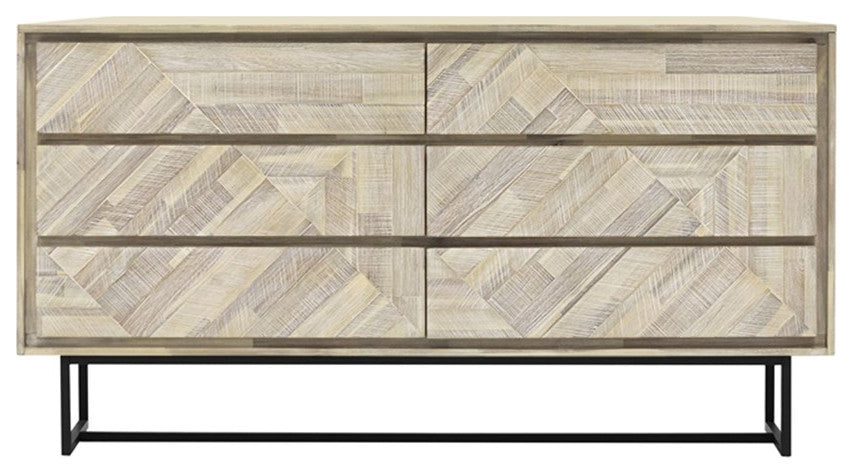 Armen Living Peridot 4-Piece Modern Wood King Bedroom Set in Natural