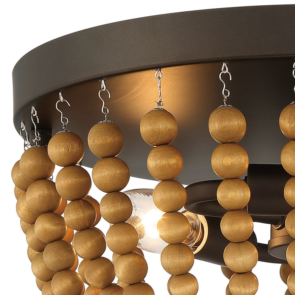 3 Light 12.6'' Unique/Statement Bowl Flush Mount, Oil Rubbed Bronze