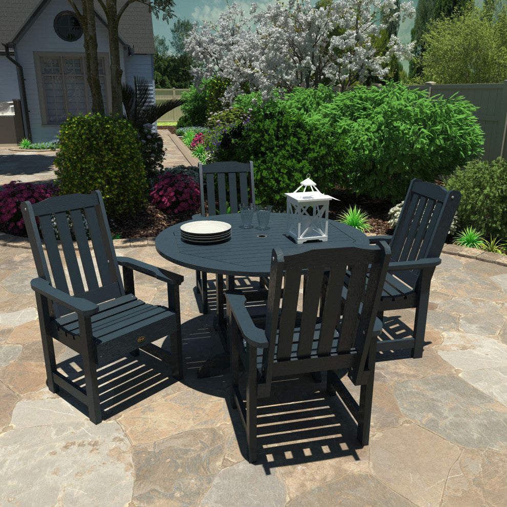 Springville 5-Piece Round Dining Set, Weathered Acorn, Federal Blue