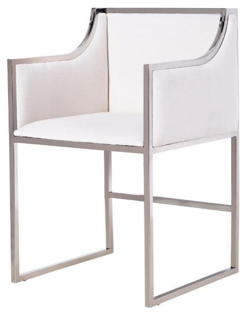 Bella Chair (set of 4 ), Chrome/White Fabric