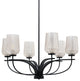 Cavella 6 Light Chandelier, Matte Black Finish, 5" Silver Textured Glass