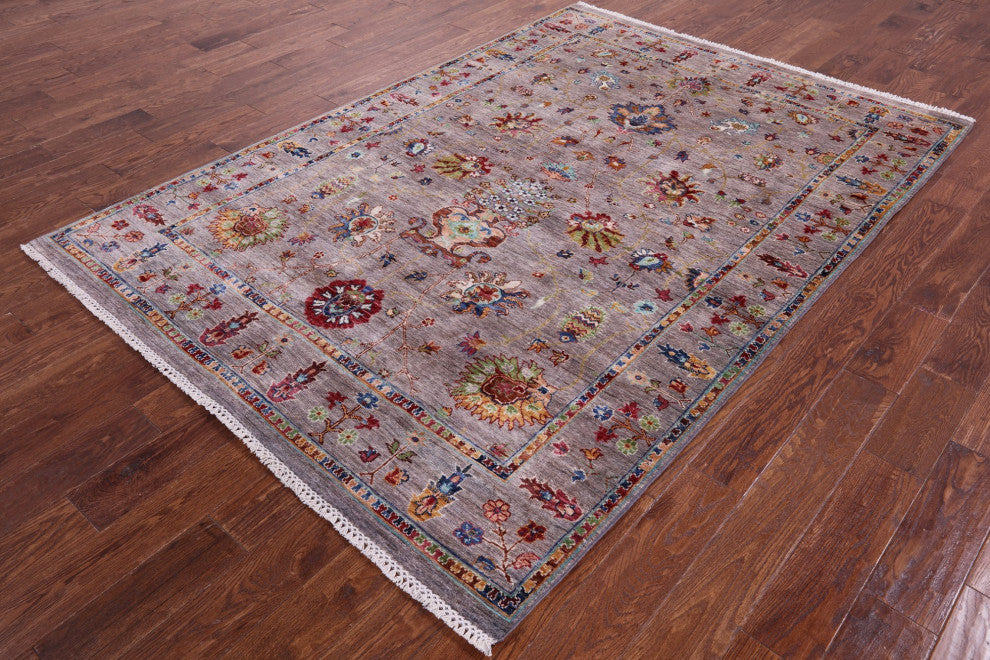 5' 9" X 8' 2" Hand-Knotted Persian Tabriz Wool Rug - Q12935