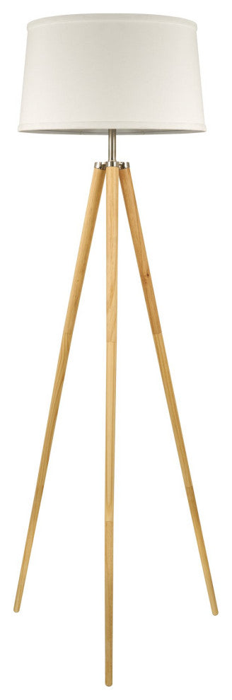 Kira Home Grace 61" Mid Century Tripod LED Floor Lamp, 9W Bulb, White Fabric