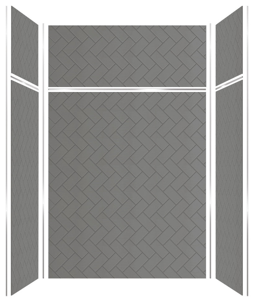 Transolid PWKX60367224-440 Prodigy 60"x36"x96" Shower Wall Kit Grey Herringbone