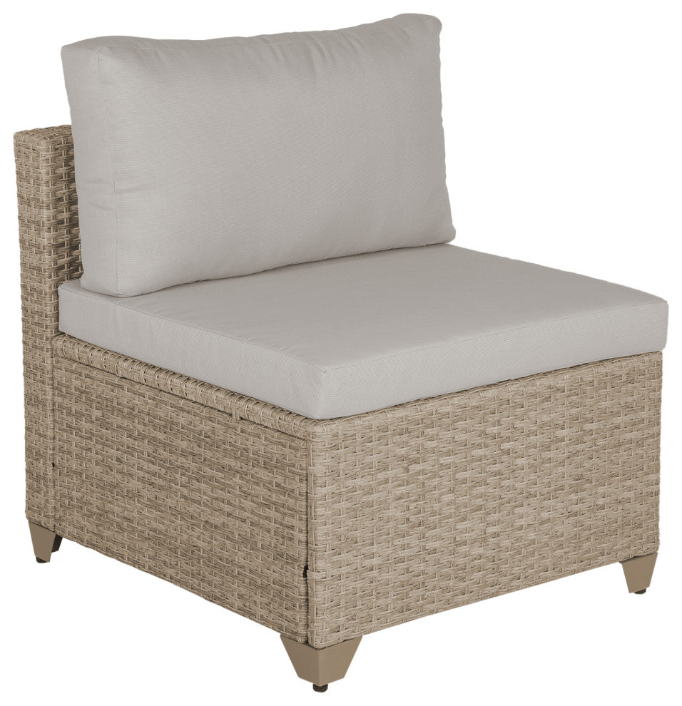 Maui 5-Piece Outdoor Modular Conversation Set, Natural Aged Wicker, Hazel