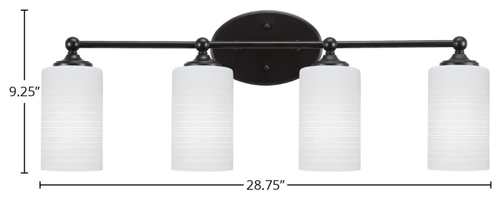 Capri 4-Light Bath Bar, Matte Black/White Matrix