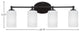 Capri 4-Light Bath Bar, Matte Black/White Matrix