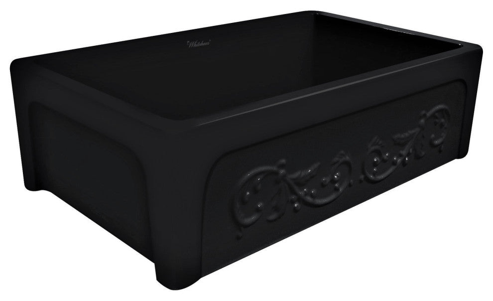 Whitehaus WHSIV3333-BLACK Glencove St. Ives 33" Front Apron Fireclay Sink