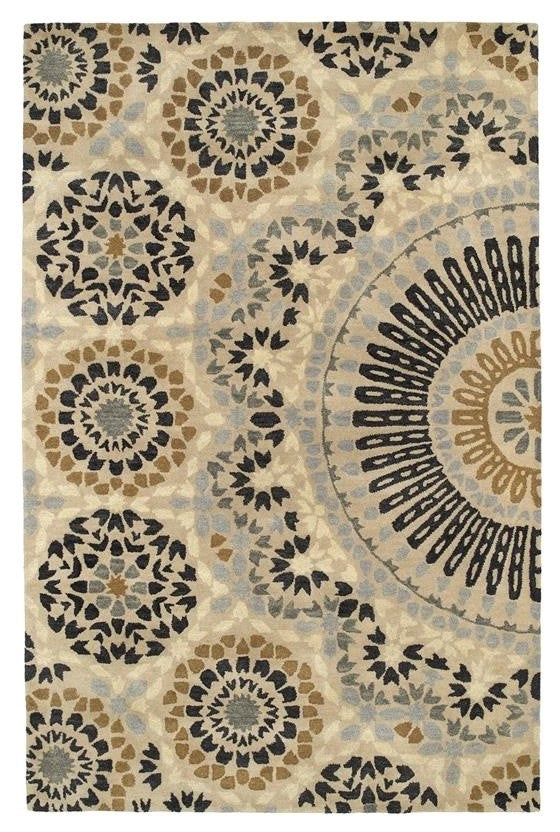 Kaleen Hand-Tufted Rosaic Wool Rug, Charcoal, 3'6"x5'6"
