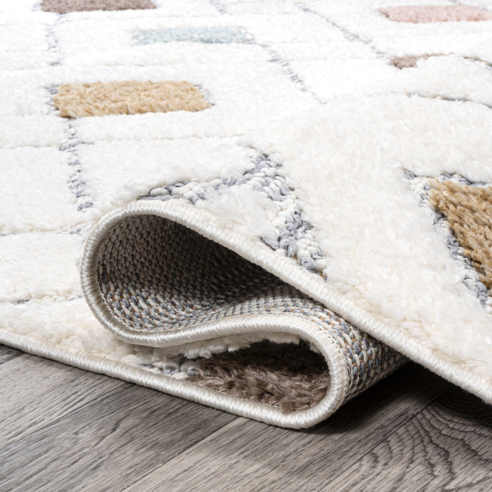 Astrid Retro Trellis High-Low Multi/Cream 2'x8' Runner Rug