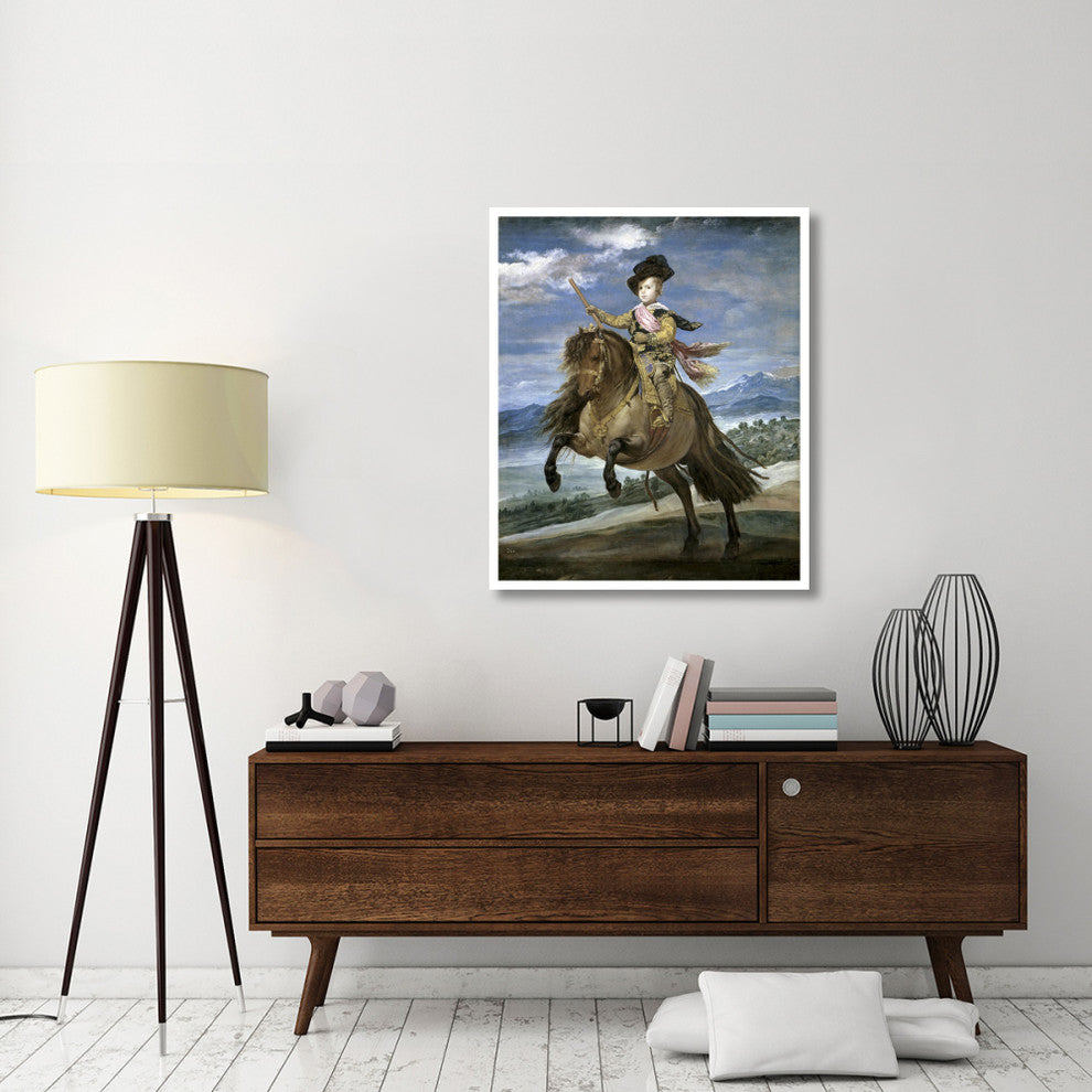 "Prince Carlos Balthasar On Horseback" Print by Diego Velazquez, 35"x42"
