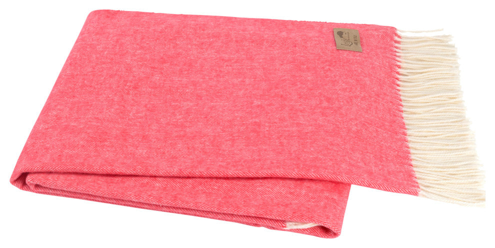 Italian Herringbone Throw, Coral
