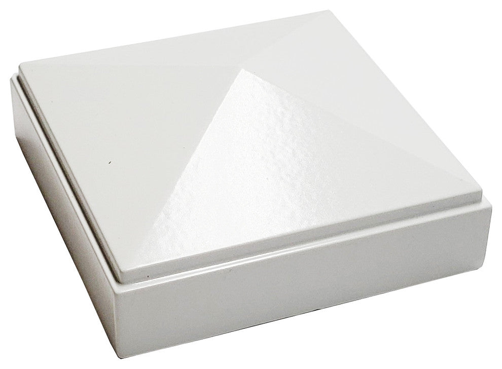 3"x3" Aluminium Pyramid Post Cap for Metal Posts, Pressure Fit, White (DHPPC30W)