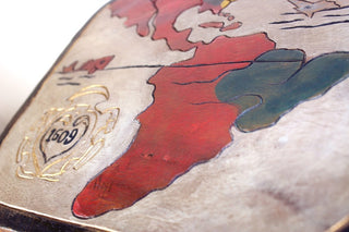 World Map Sea Chart 1609 Painted Wooden 11 Inch Step Stool