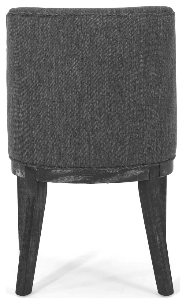 Boise Contemporary Fabric Upholstered Wood Dining Chairs, Set of 2, Charcoal/Weathered Gray