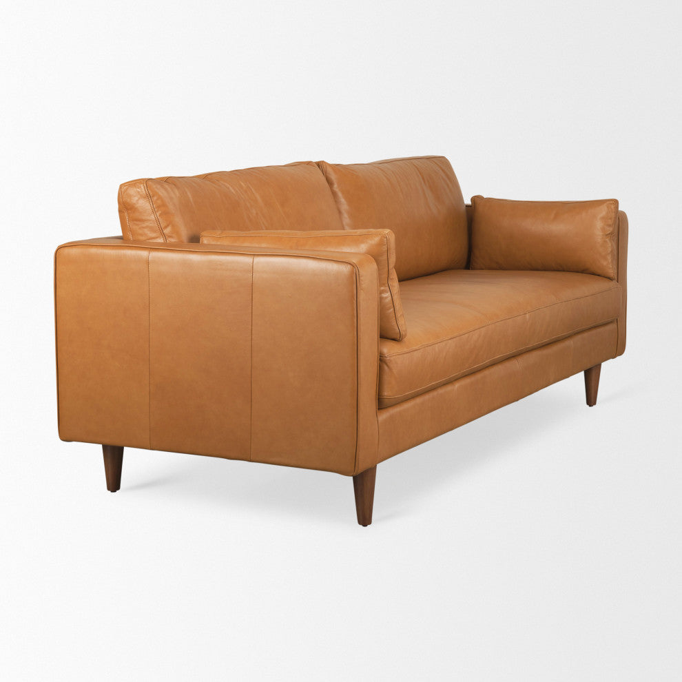 Elton 87.8Lx37.8Wx34.6H Tan Leather Sofa