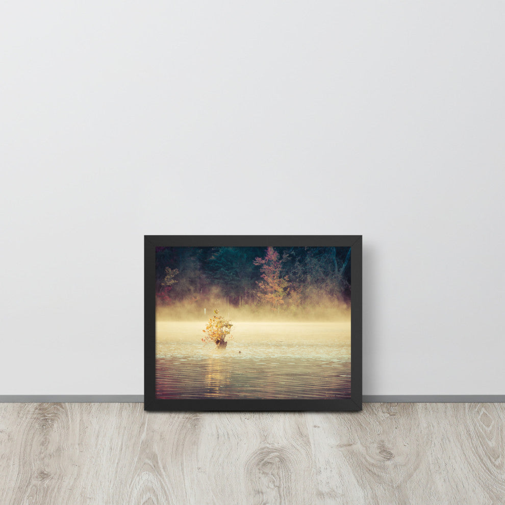 Golden Mist on Waples Pond Framed Photo Paper Wall Art Prints, Black, 11" X 14"